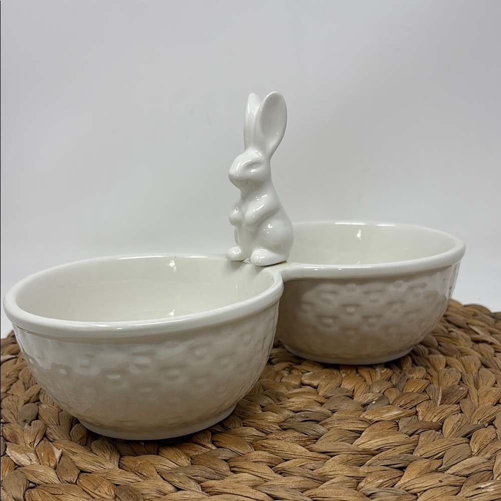 TAG Two Part Serving Bowls with Bunny on Basket